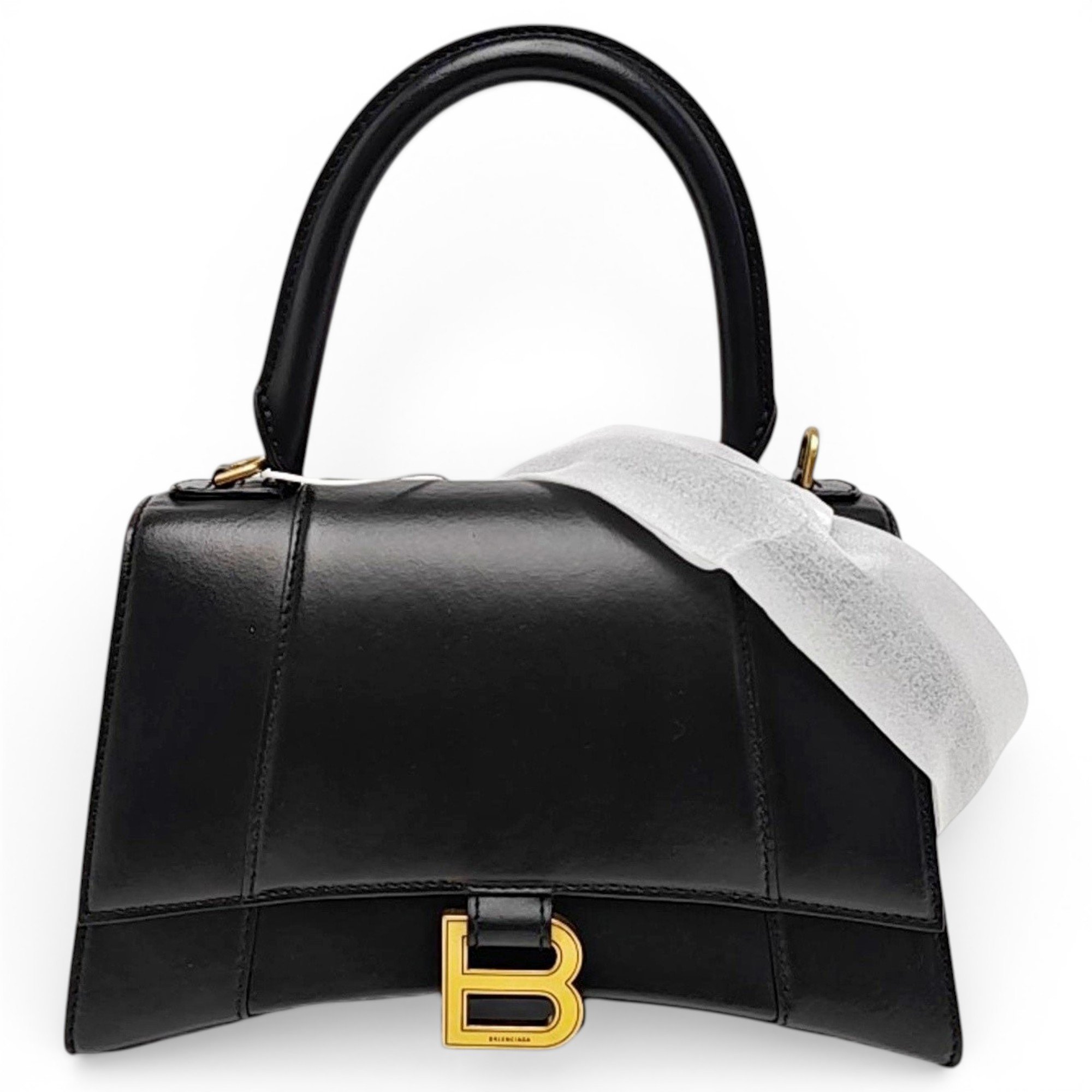 Hourglass leather handbag