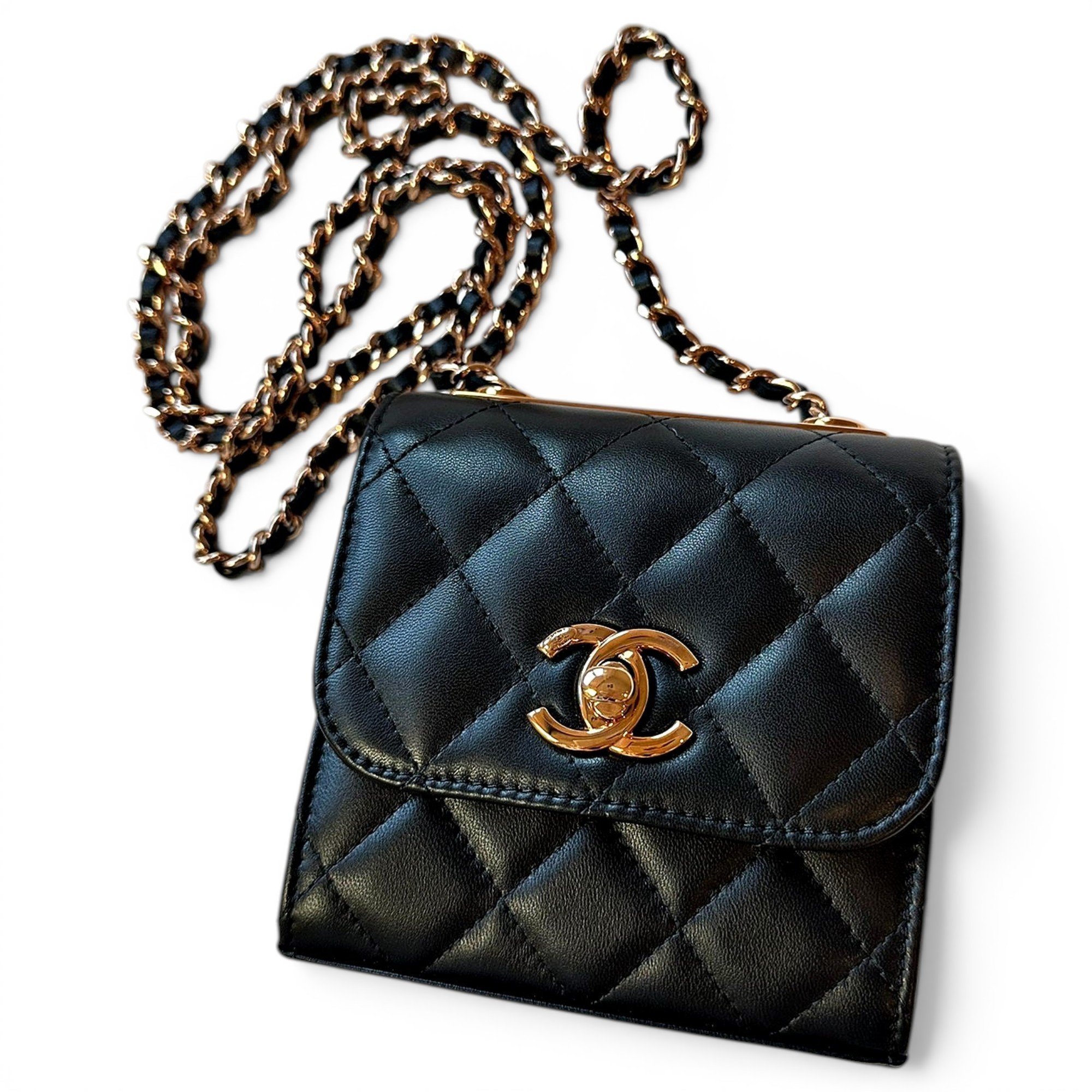 Trendy CC leather crossbody bag