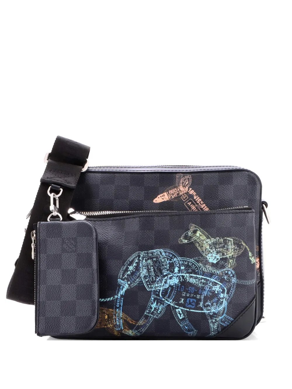 Trio Messenger Bag Limited Edition Wild Animals Damier Graphite crossbody bag