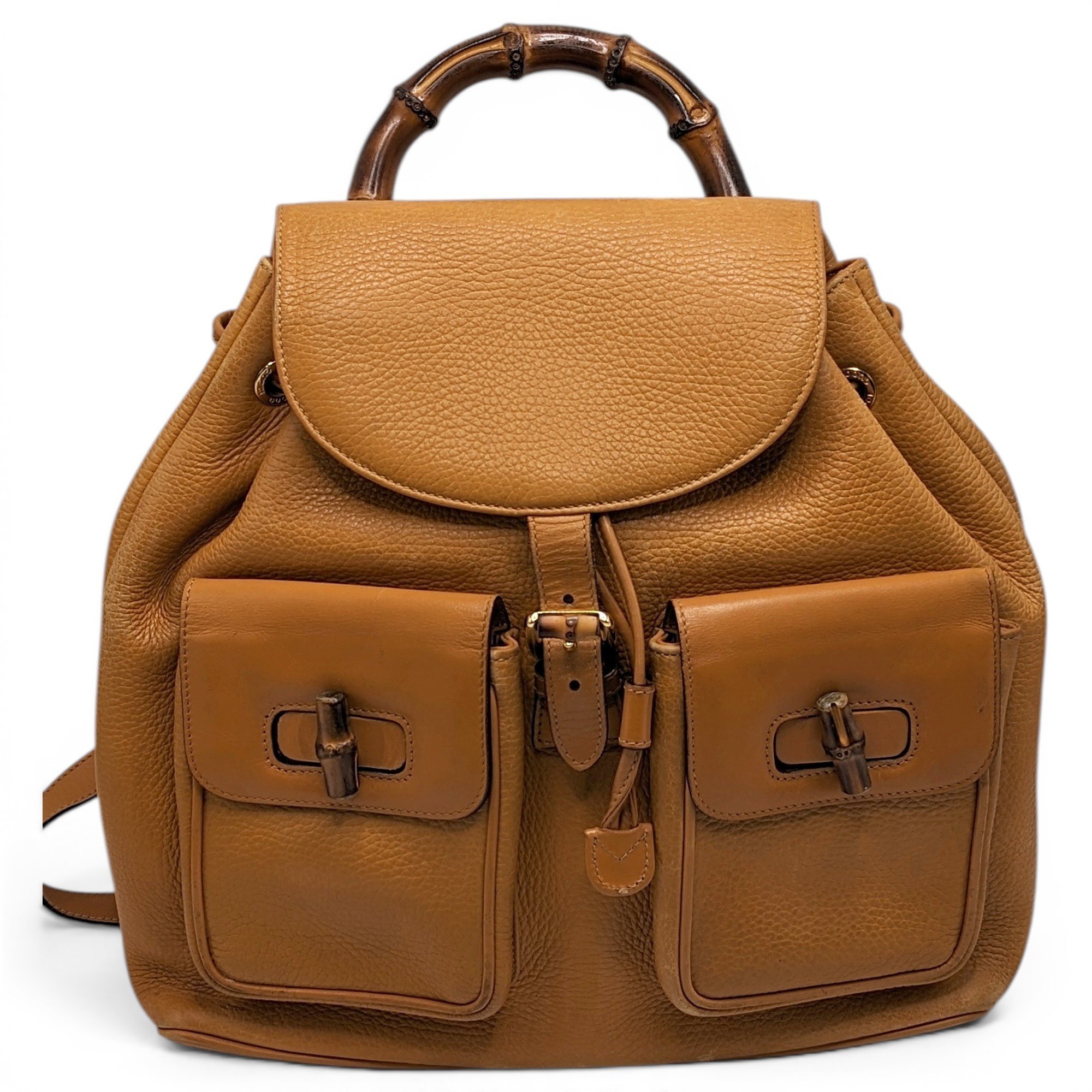 Bamboo Tassel Oval leather backpack