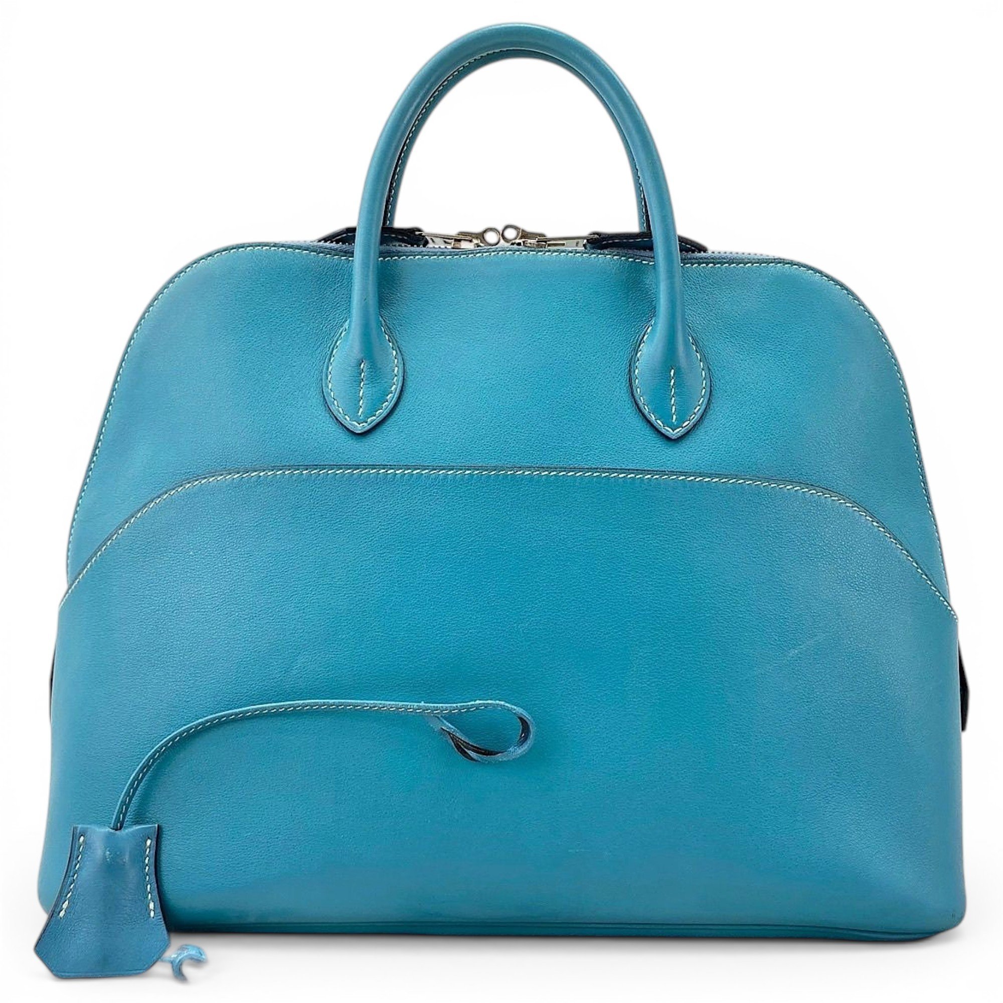 Hermes Bolide Handbag Turquoise Blue