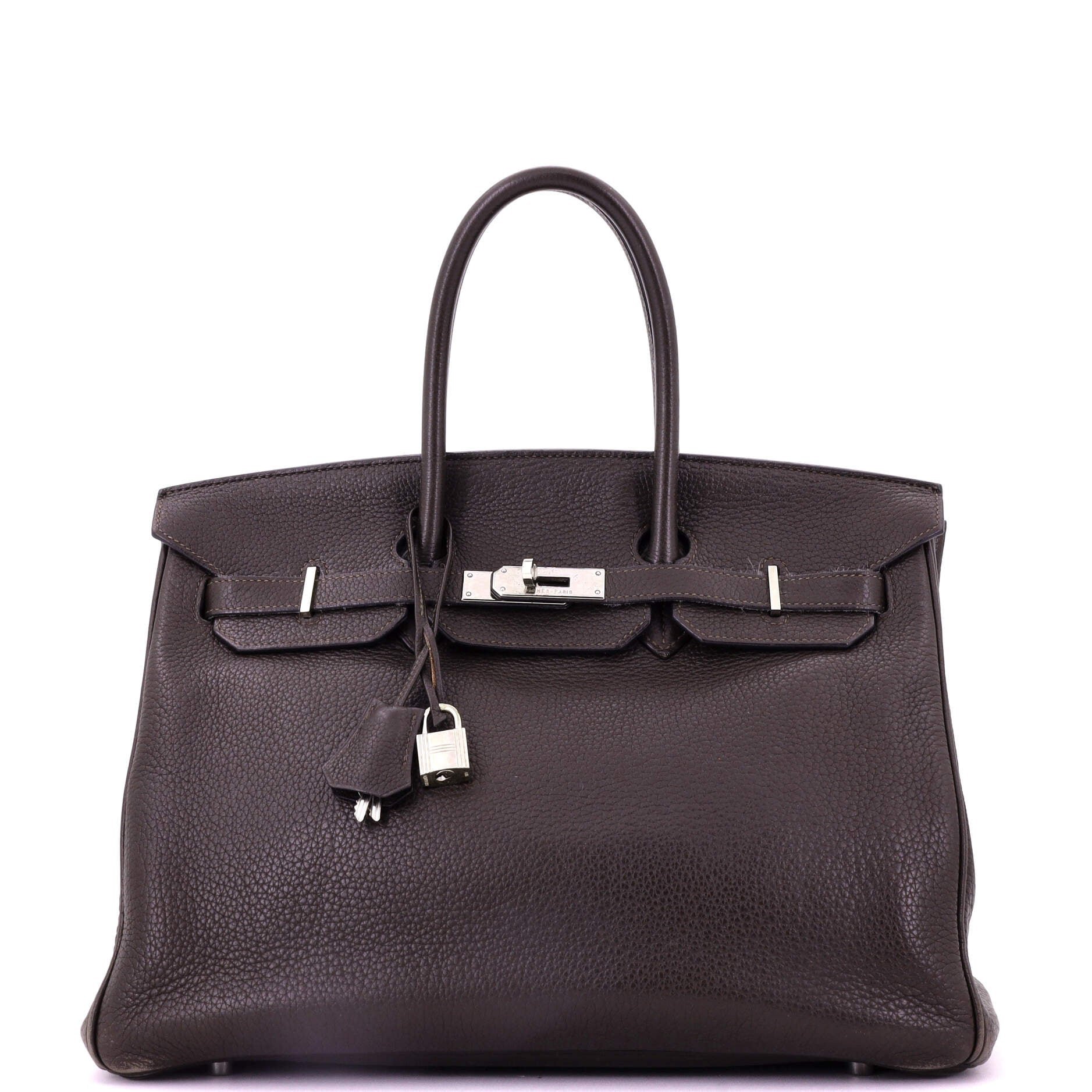 Hermes Birkin Handbag Ebene Clemence with Palladium Hardware 35
