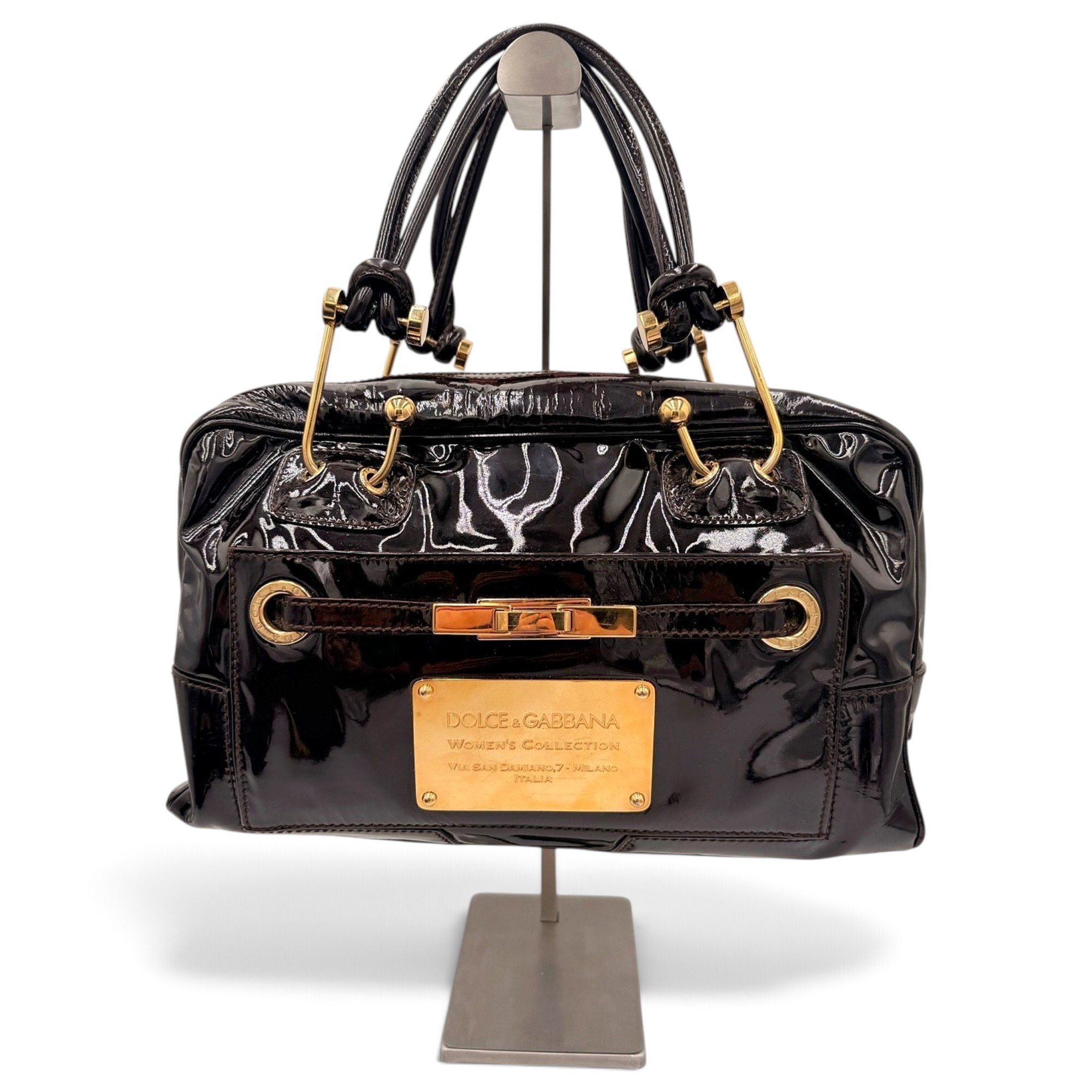 Patent leather handbag