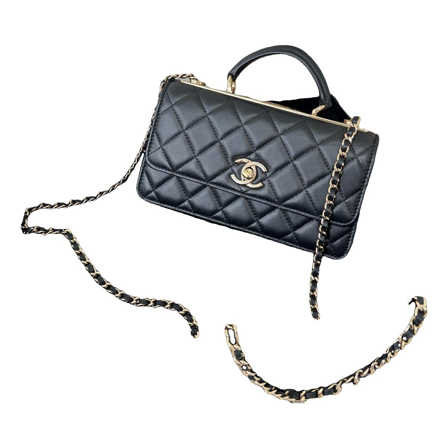Trendy CC Top Handle leather handbag