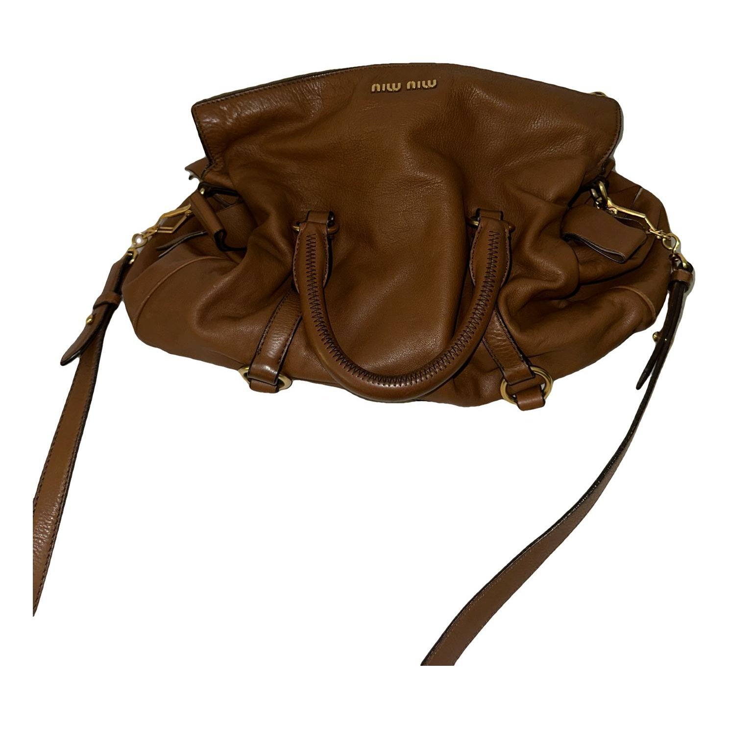 Bow bag leather handbag