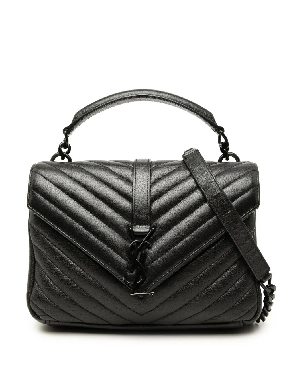 2016 Medium Chevron Sheepskin Monogram Monochrome College Bag satchel