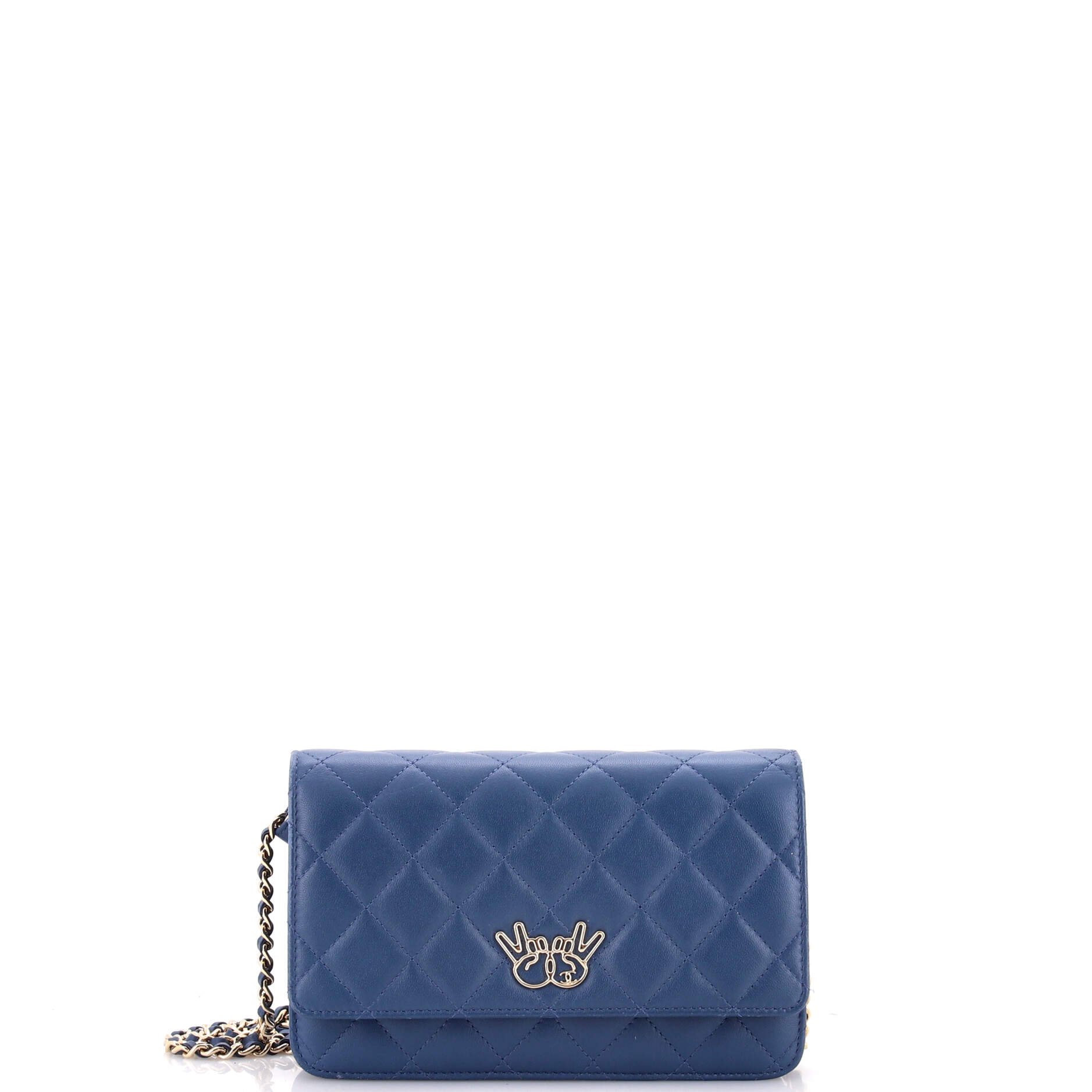 Emoticon Wallet on Chain Quilted Lambskin