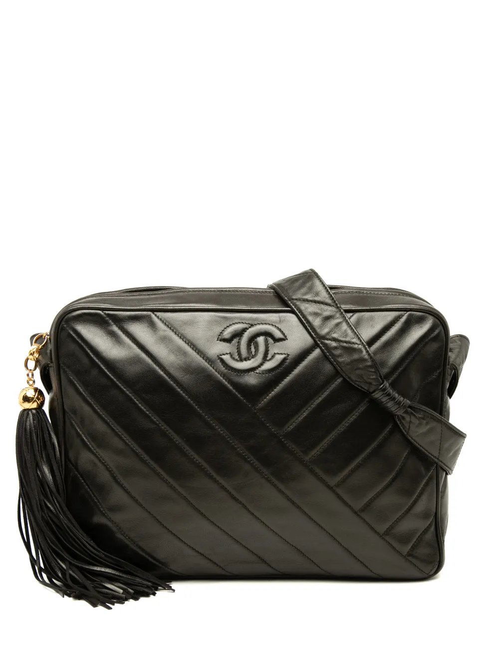 1991-1994 CC Chevron Lambskin Tassel crossbody bag