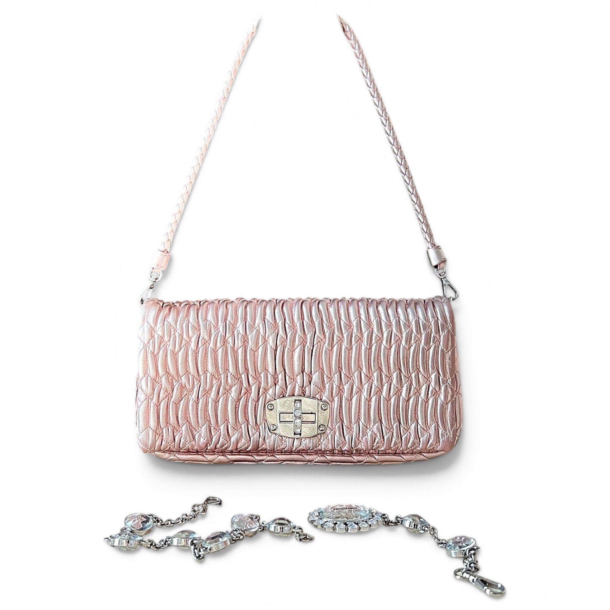 Miu Crystal leather handbag