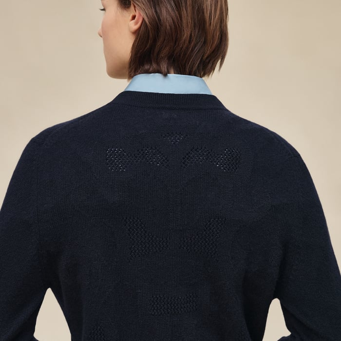 Bleu Noir "l'Enseigne Du Sellier" Buttoned Cashmere Cardigan