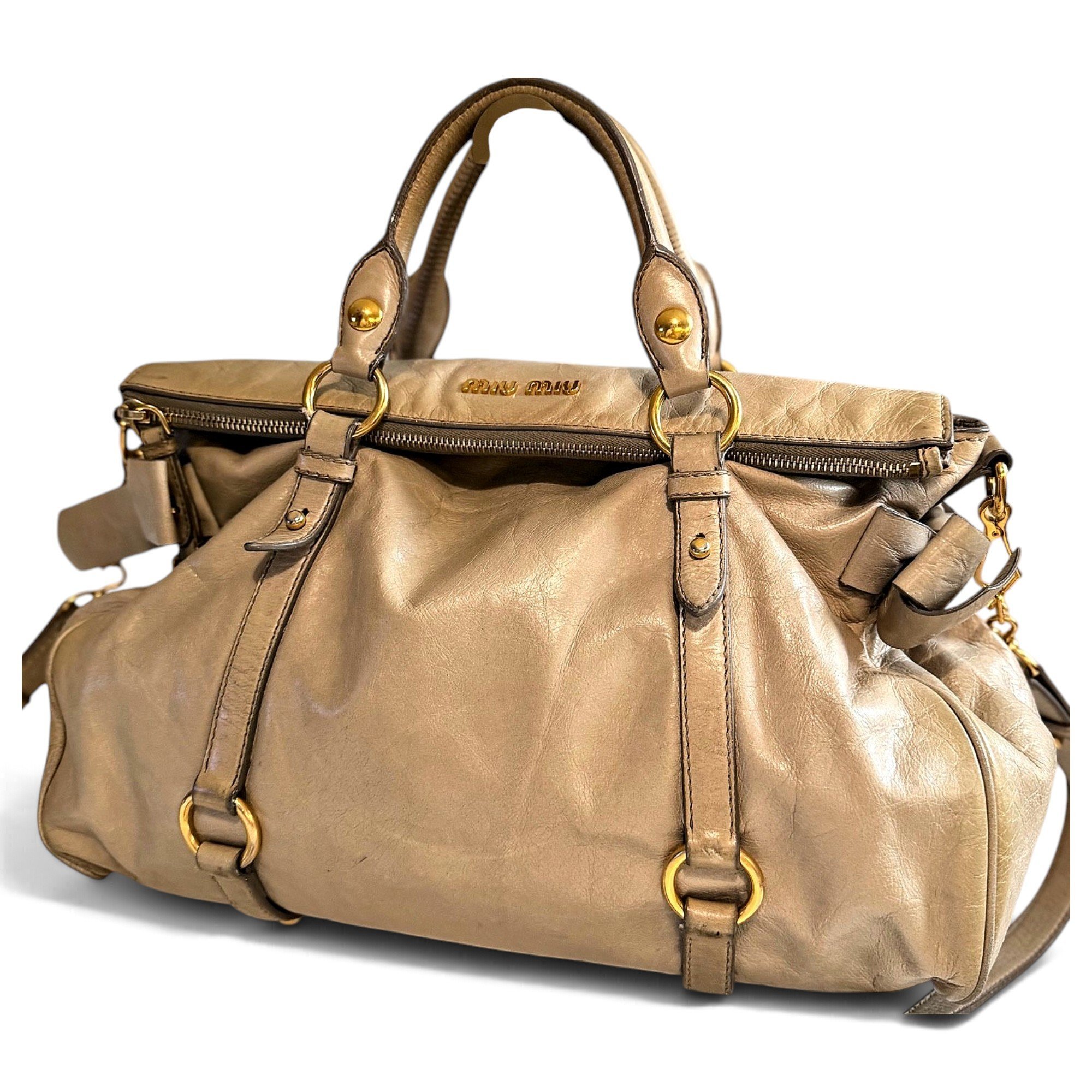 Bow bag leather handbag