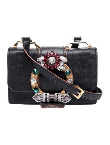 Miu Miu Leather Crystal Embellished Crossbody