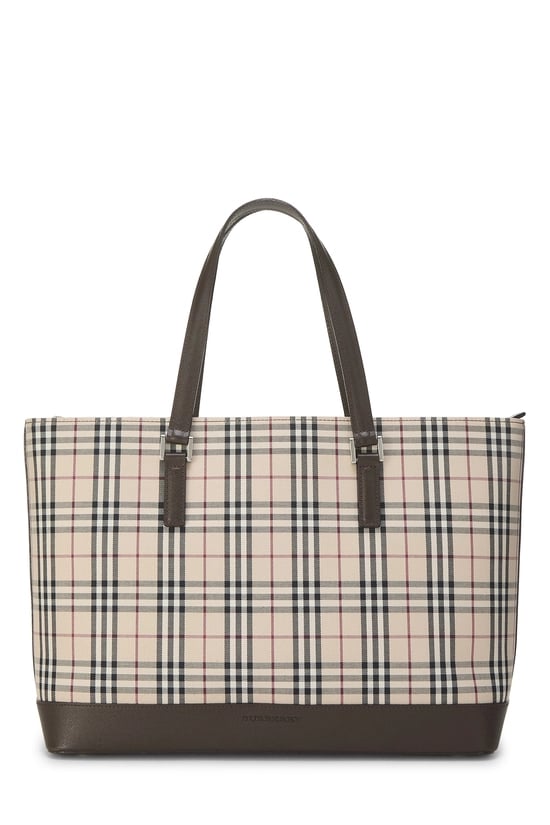 Burberry Brown Jacquard Check Handbag Long