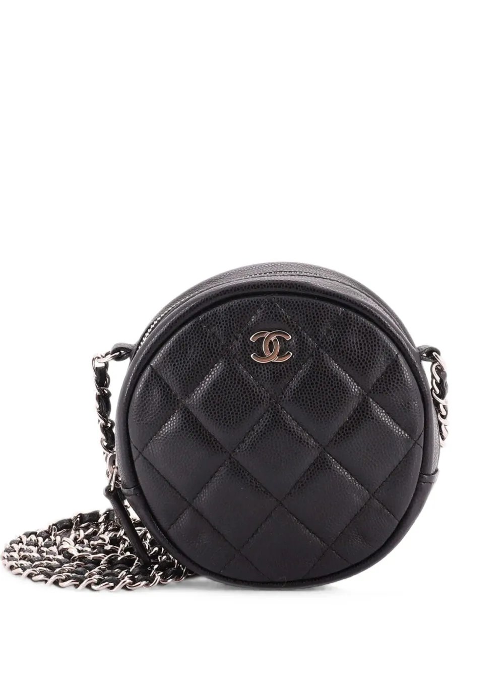 Round Clutch with Chain Quilted Caviar Mini crossbody bag