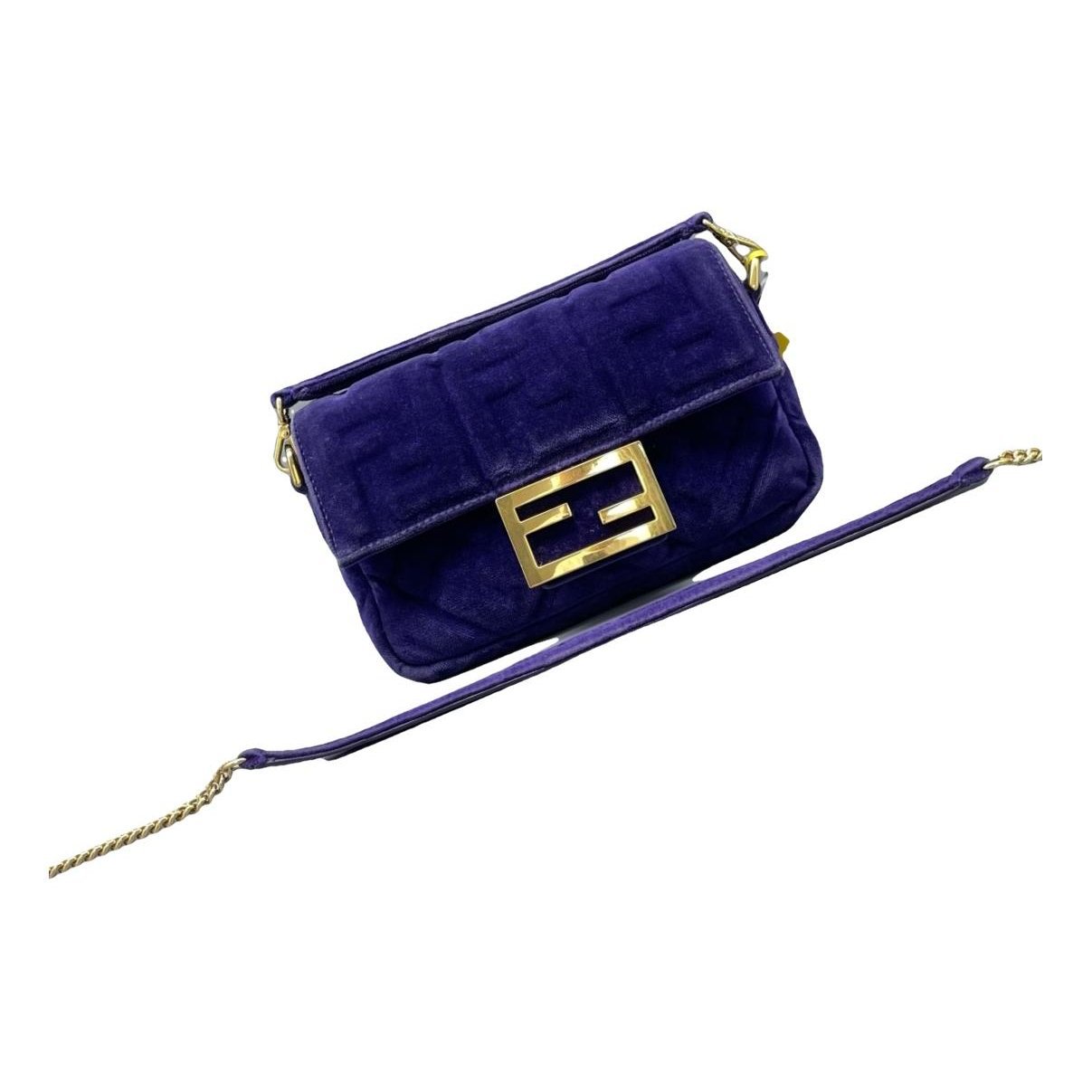 Baguette Chain Midi velvet handbag