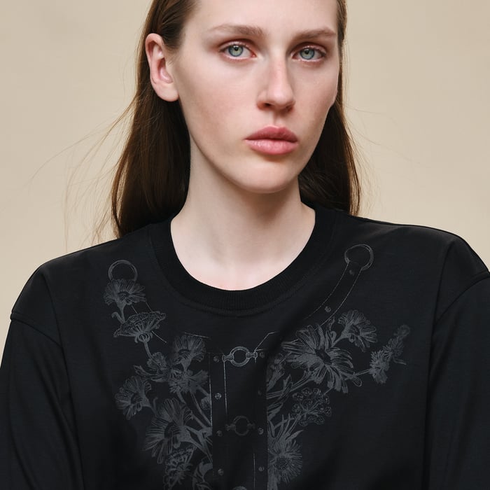Noir T-shirt With Maxi Print