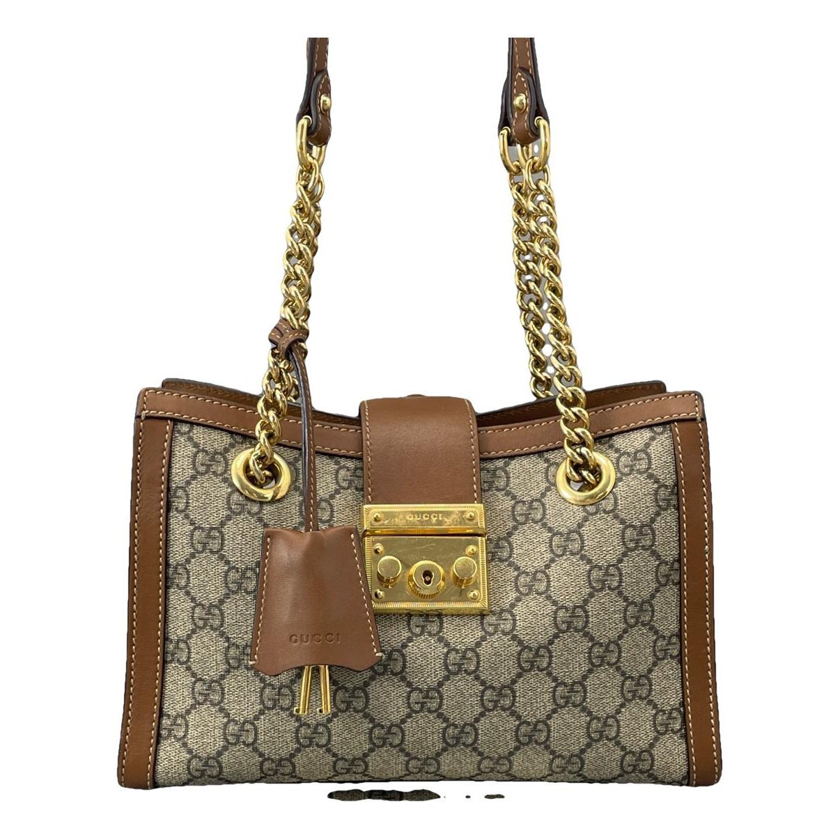 Padlock leather handbag