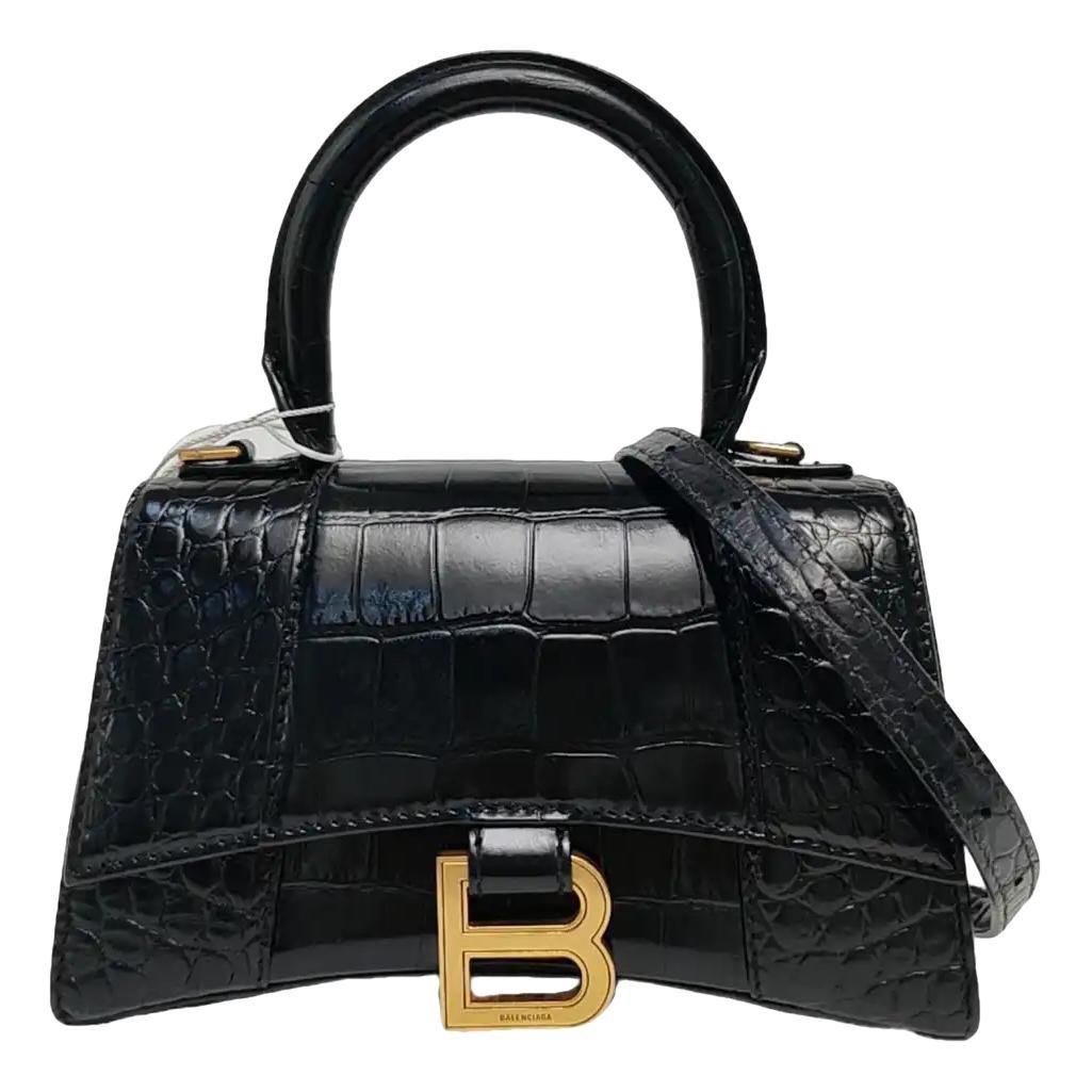 Hourglass leather handbag