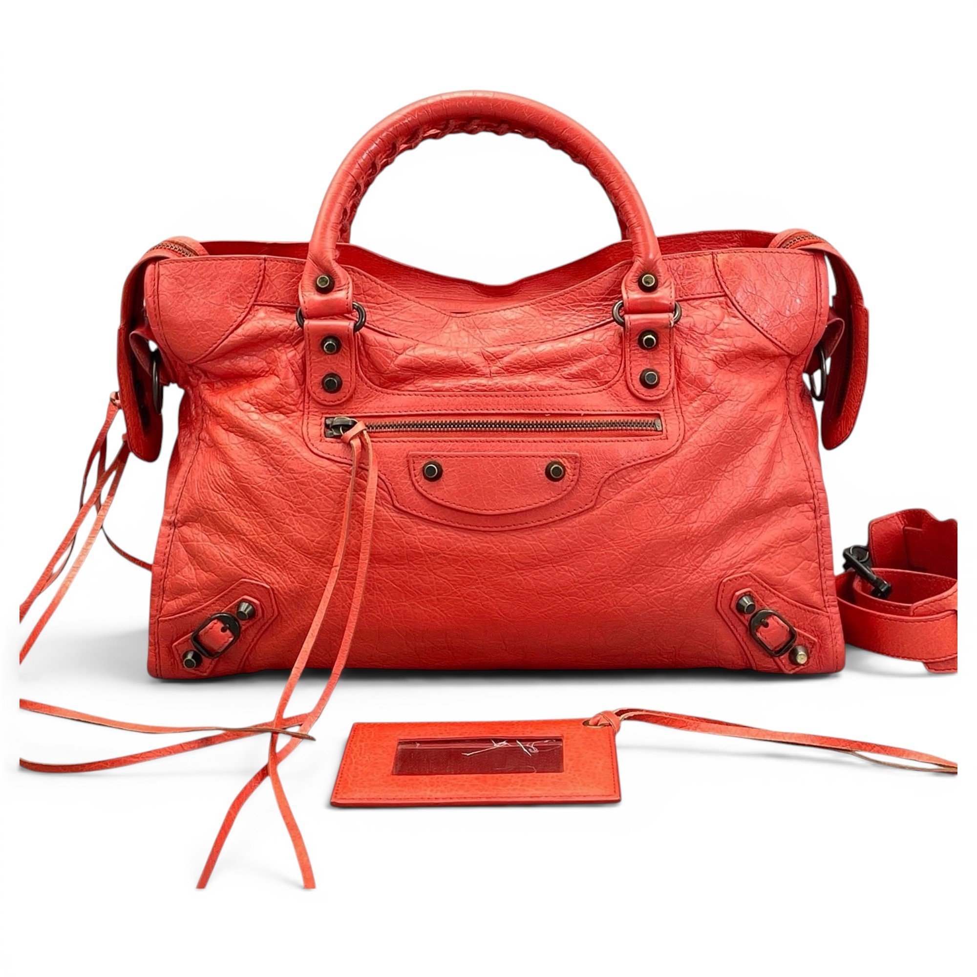 City leather handbag