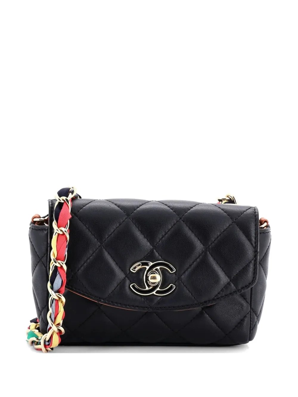 RIbbon Chain Flap Bag Quilted Lambskin Mini backpack