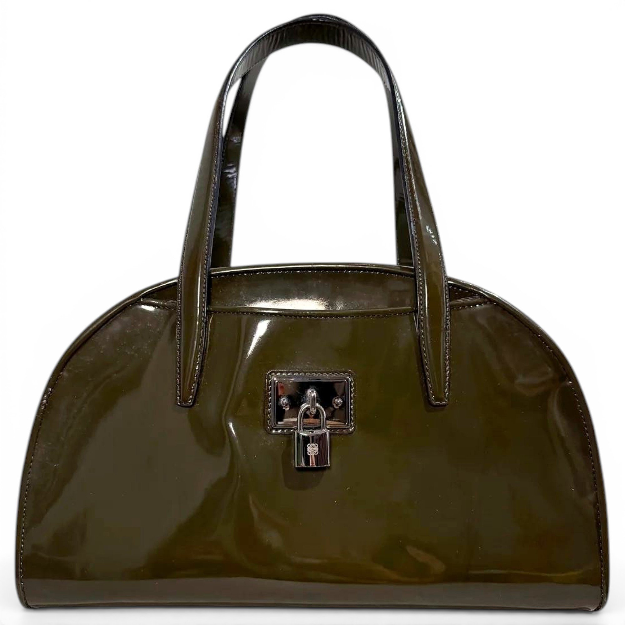 Anagram patent leather bag