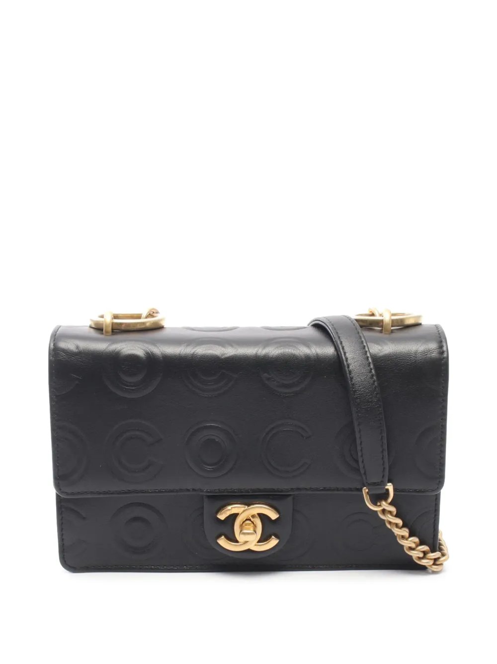 2019 Small Square Calfskin Coco Embossed Flap crossbody bag