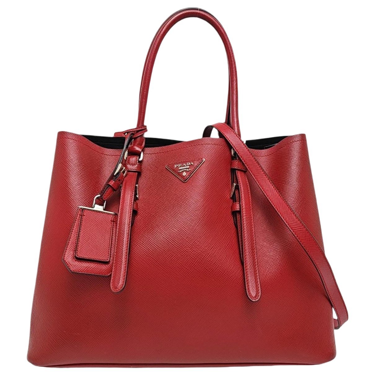 Double leather handbag