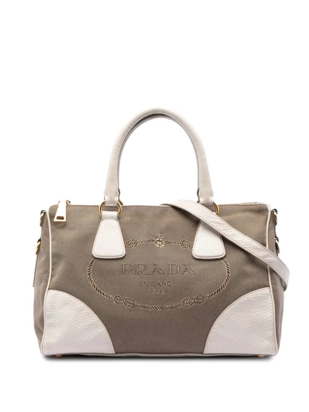 2013-2026 Vitello Daino Trimmed Canvas Canapa Logo satchel