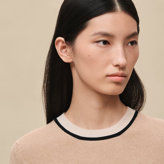 Beige Cajou "Ex-libris" Short-sleeve Sweater