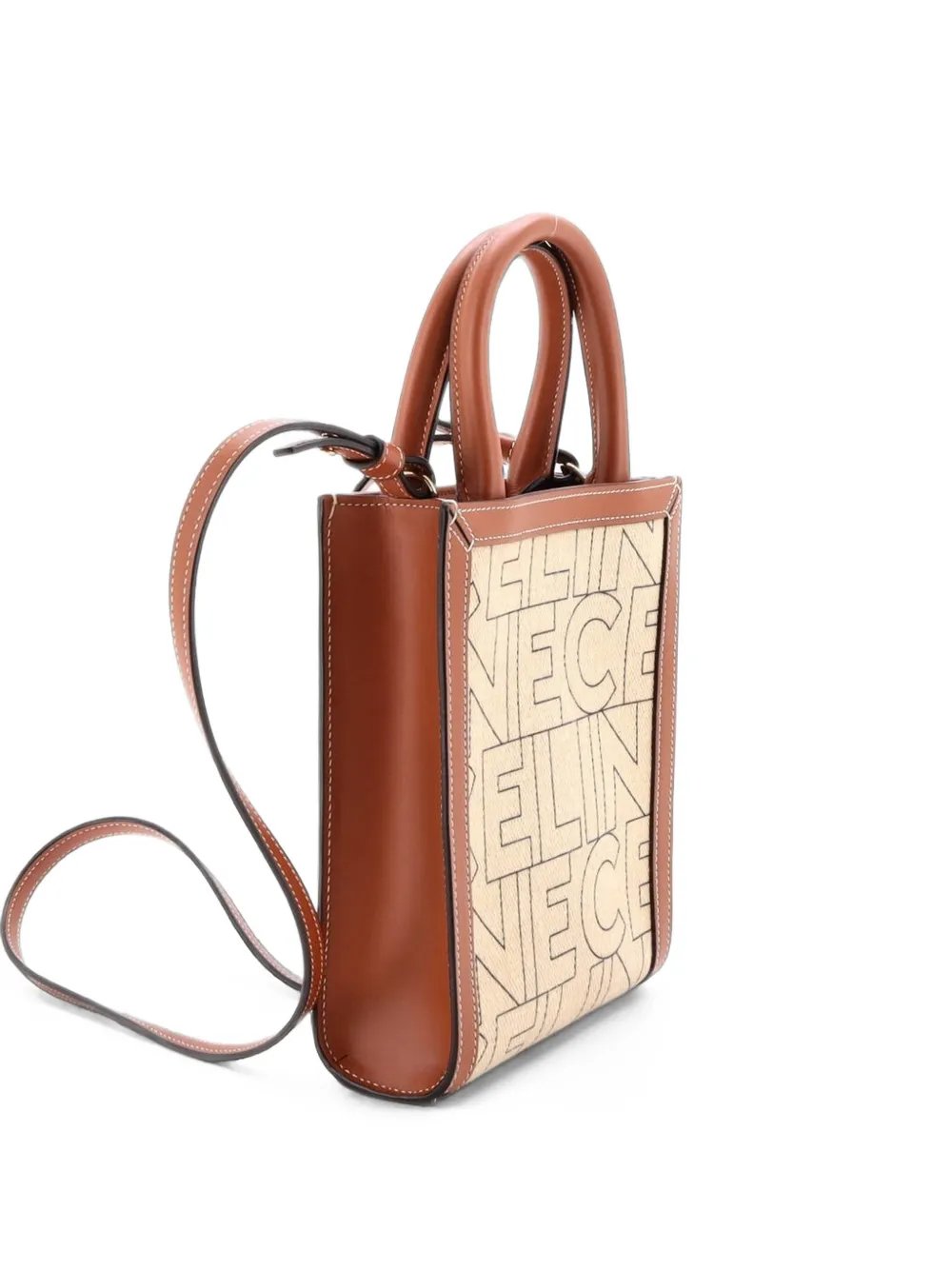 Vertical Cabas Printed Canvas and Leather Mini tote bag