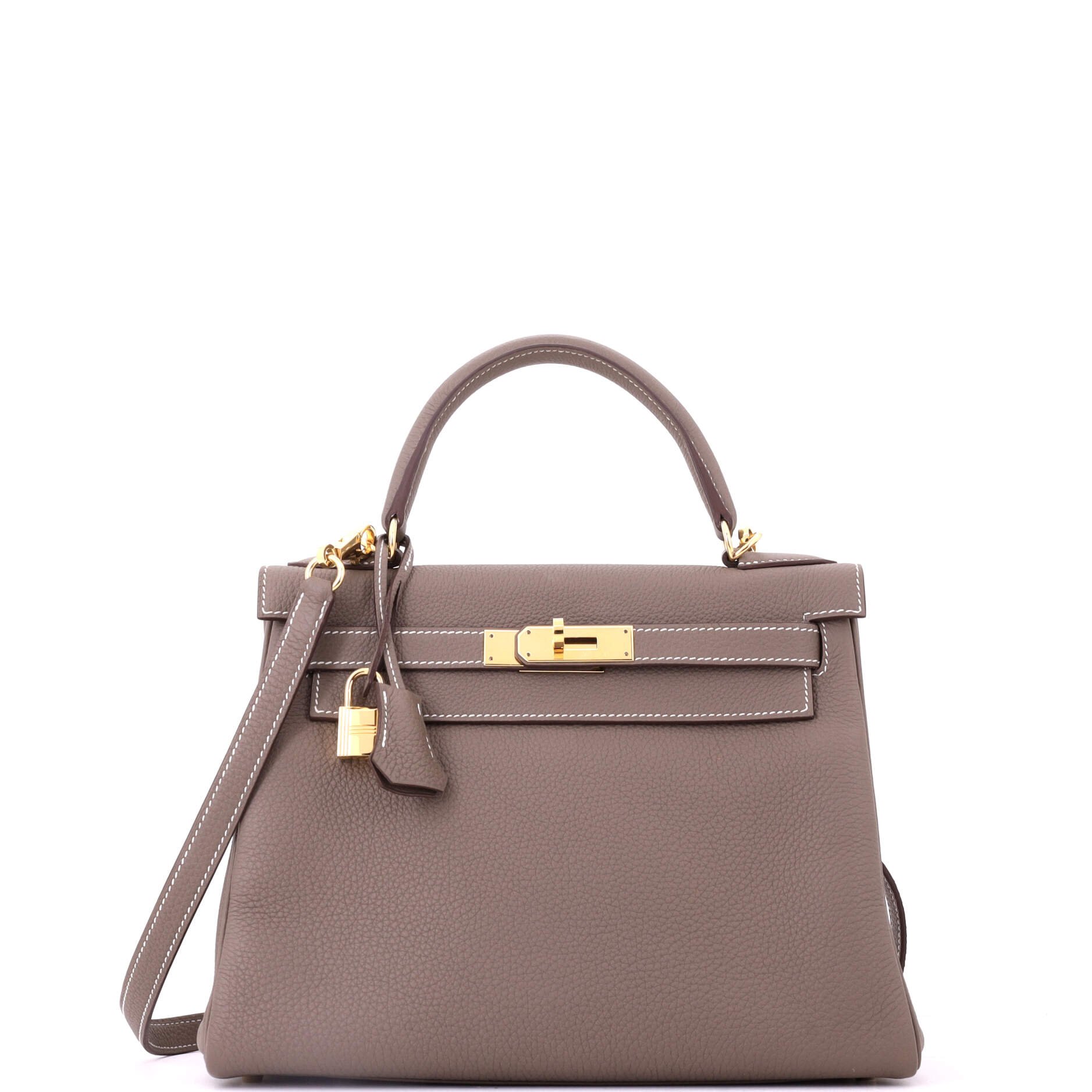 Hermes Kelly Handbag Grey Togo with Gold Hardware 28