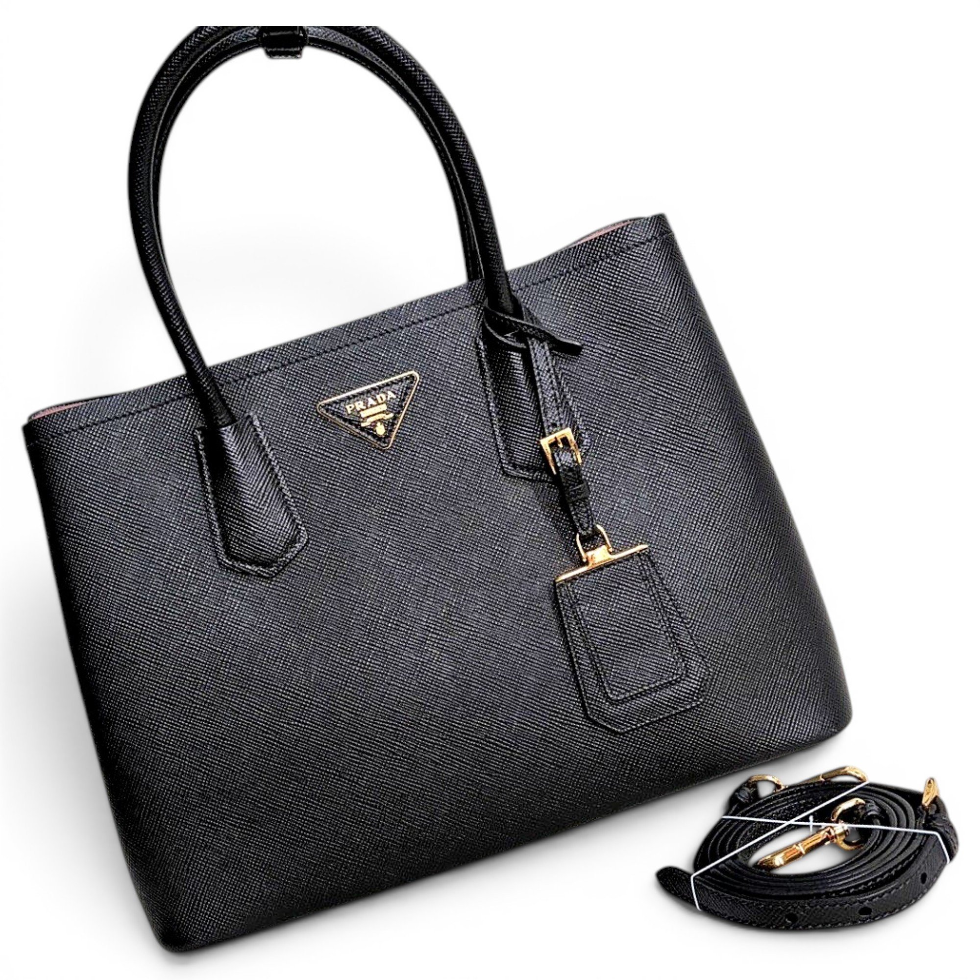 Double leather handbag