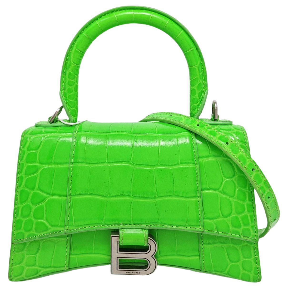 Hourglass leather handbag