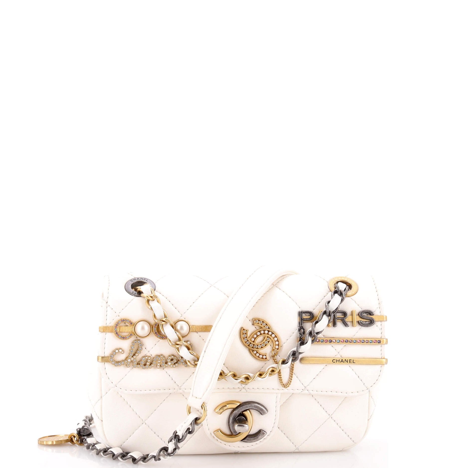 Coco Clips Flap Bag Embellished Quilted Lambskin Mini