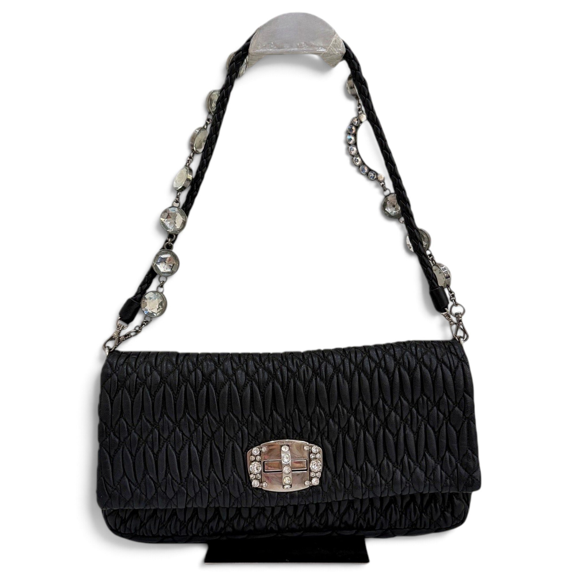 Miu Crystal leather handbag