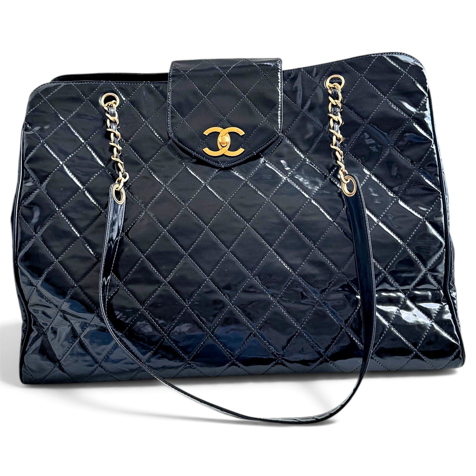 Executive patent leather tote