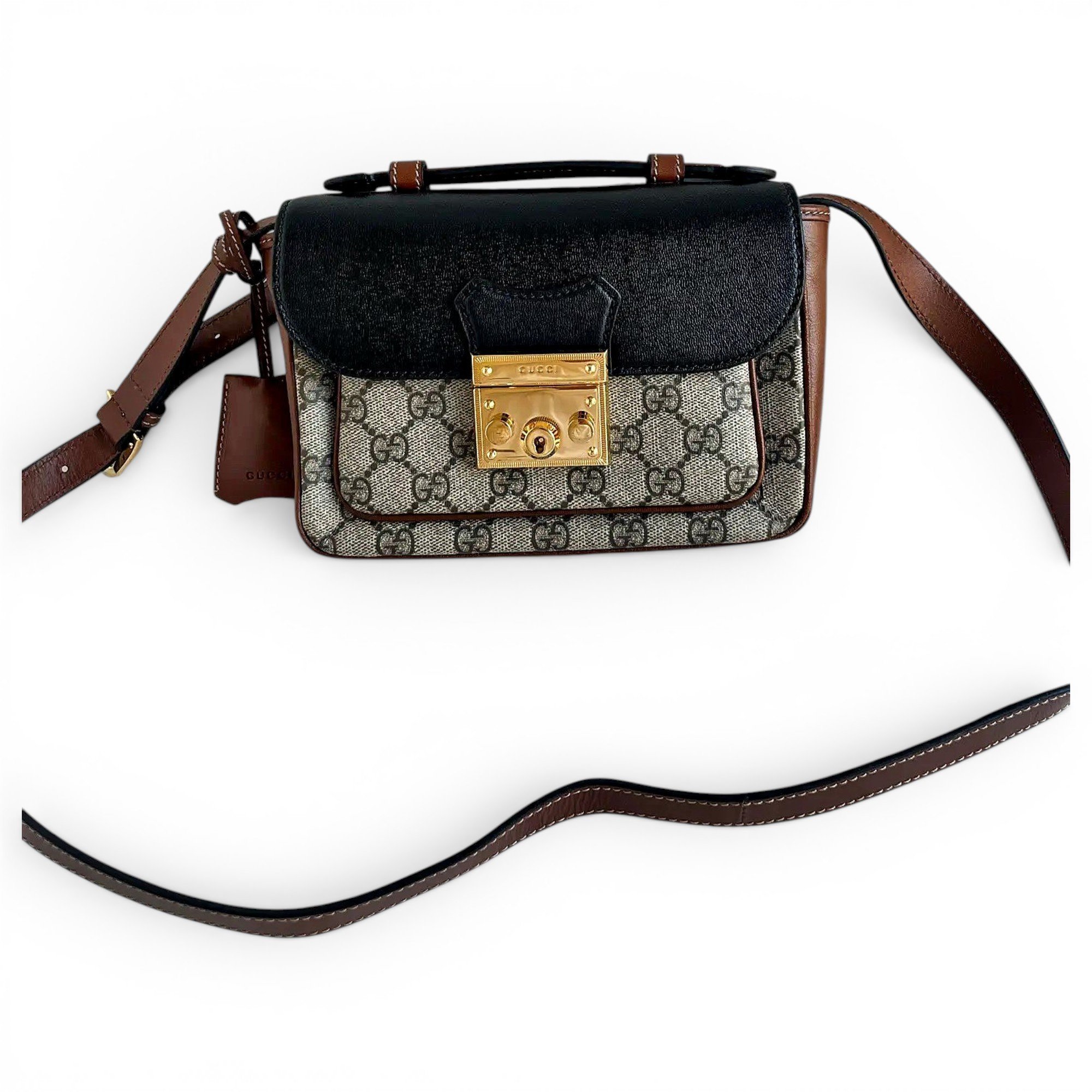 Padlock vinyl crossbody bag