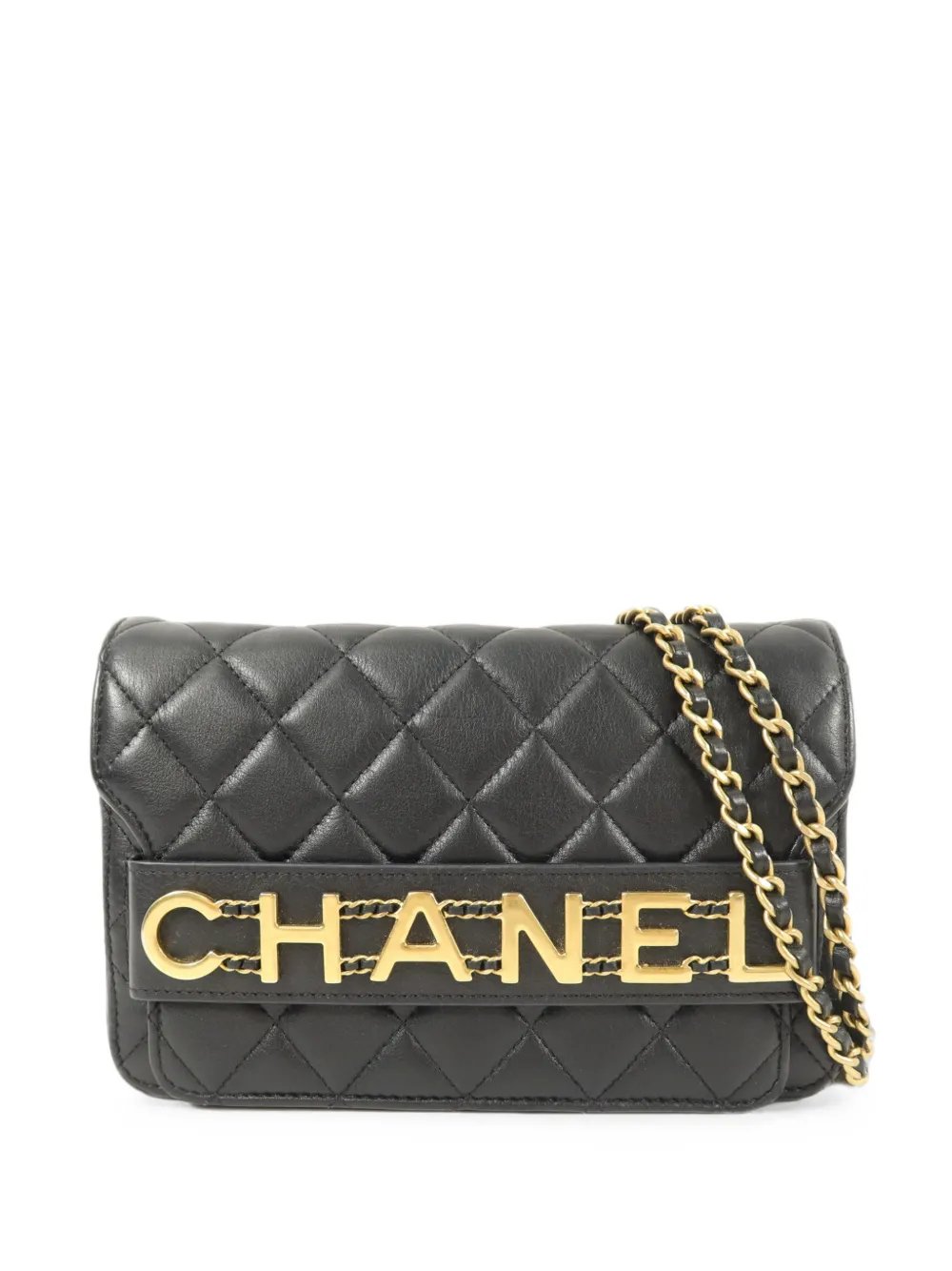 Enchained Flap quilted logo mini bag