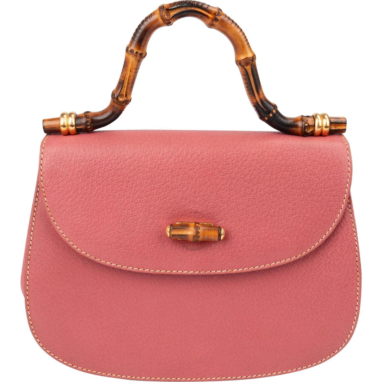 Bamboo Top Handle leather handbag