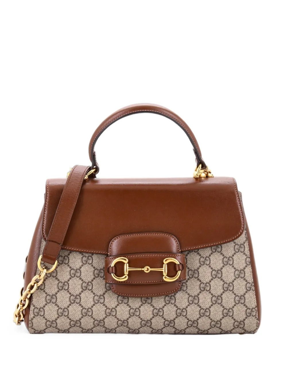 Horsebit 1955 Top Handle Flap Bag GG Coated Canvas and Leather Medium satchel