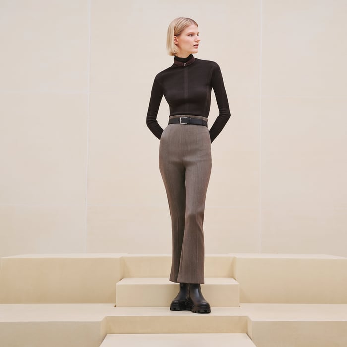 Marron Terre d'Ombre High-waisted Bootcut Pants
