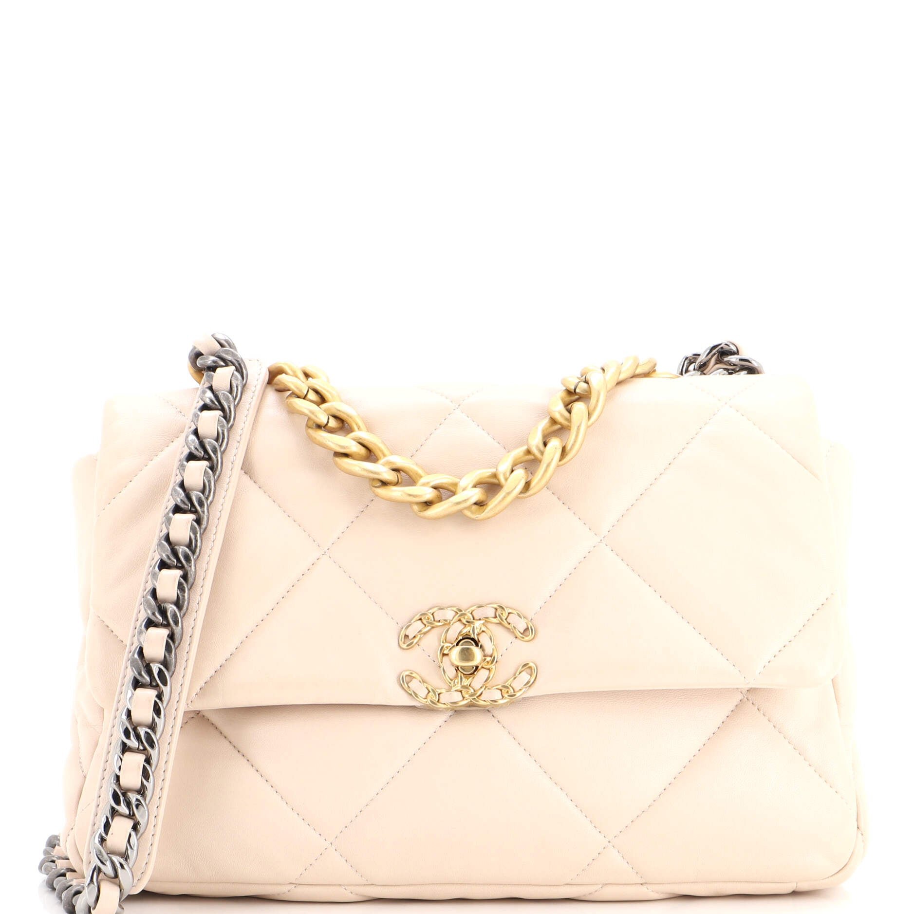 19 Flap Bag Quilted Leather Large