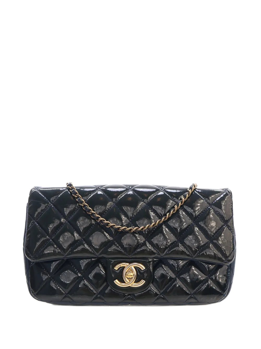 2015-2016 Paris Salzburg Medium Patent and Goatskin CC Eyelet Flap crossbody bag