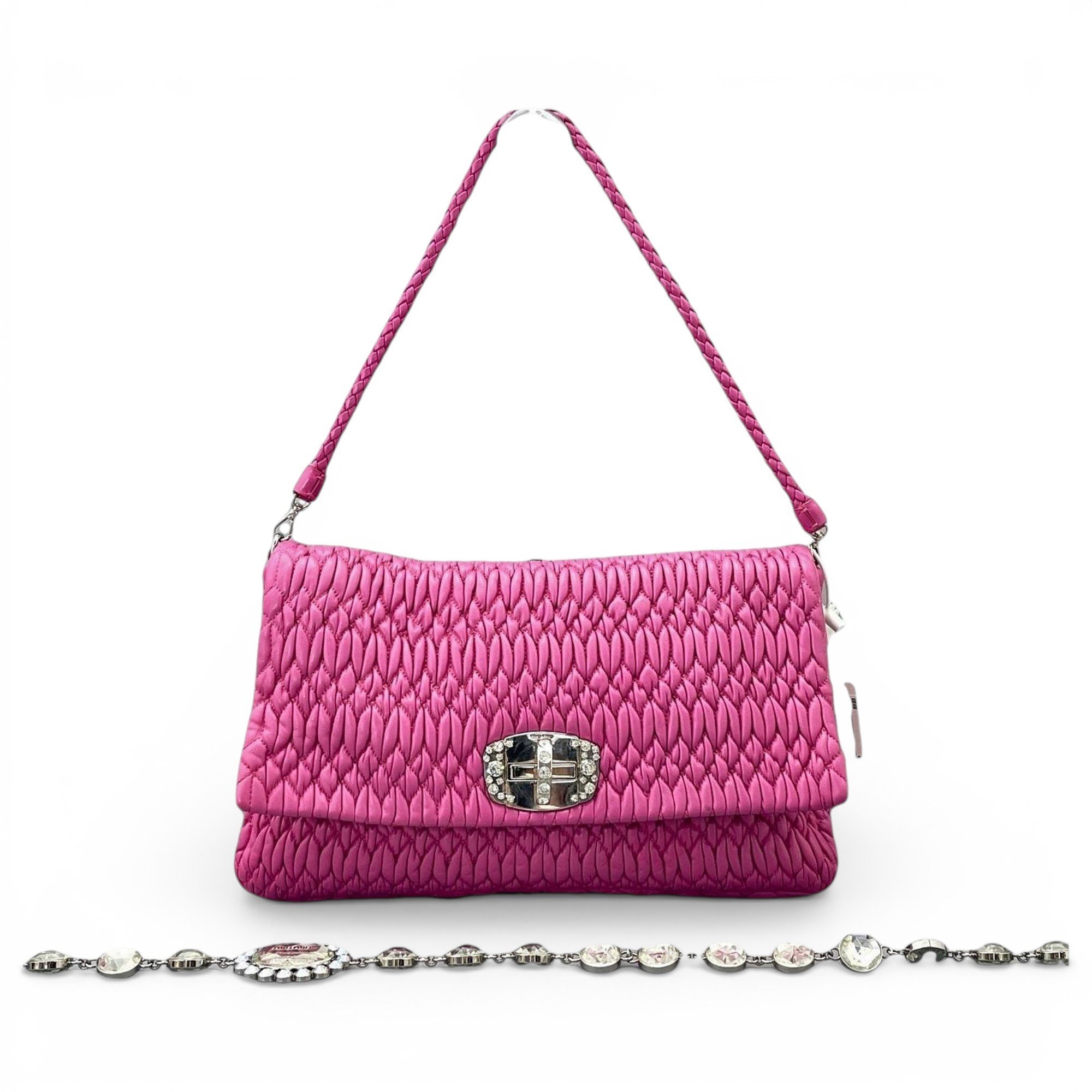 Miu Crystal leather handbag