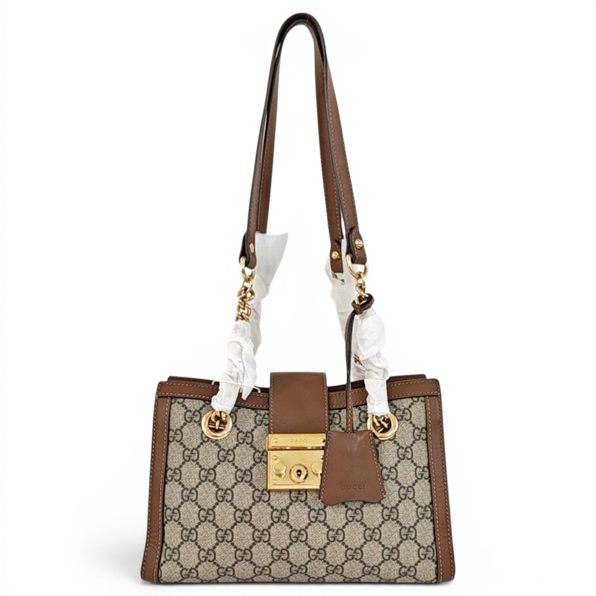 Padlock leather handbag
