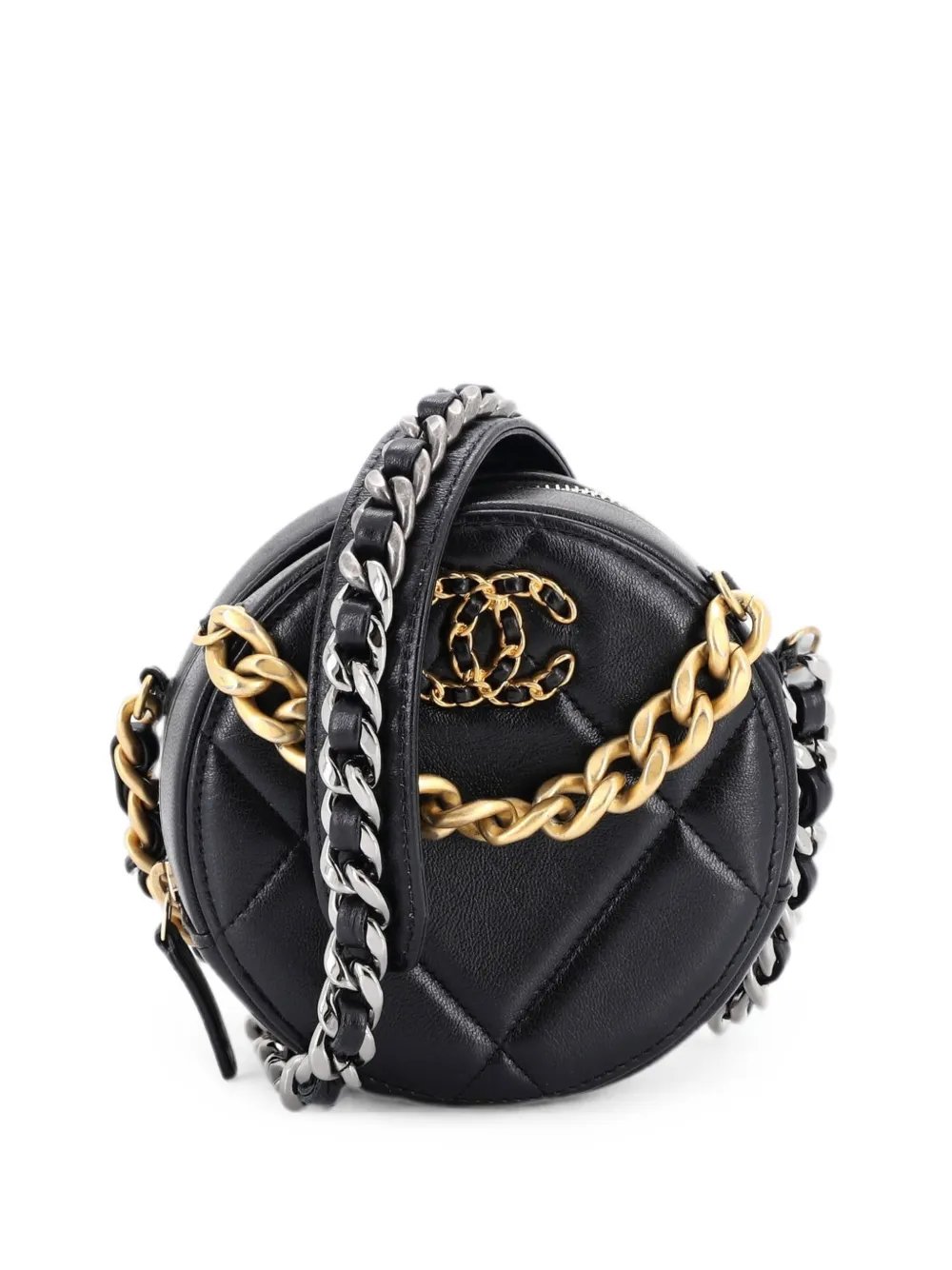 19 Round with Chain Quilted Leather clutch bag