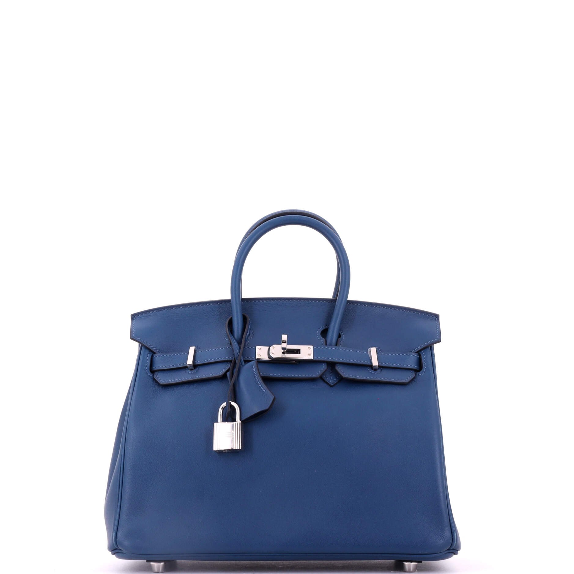Birkin Handbag Deep Blue Swift with Palladium Hardware 25