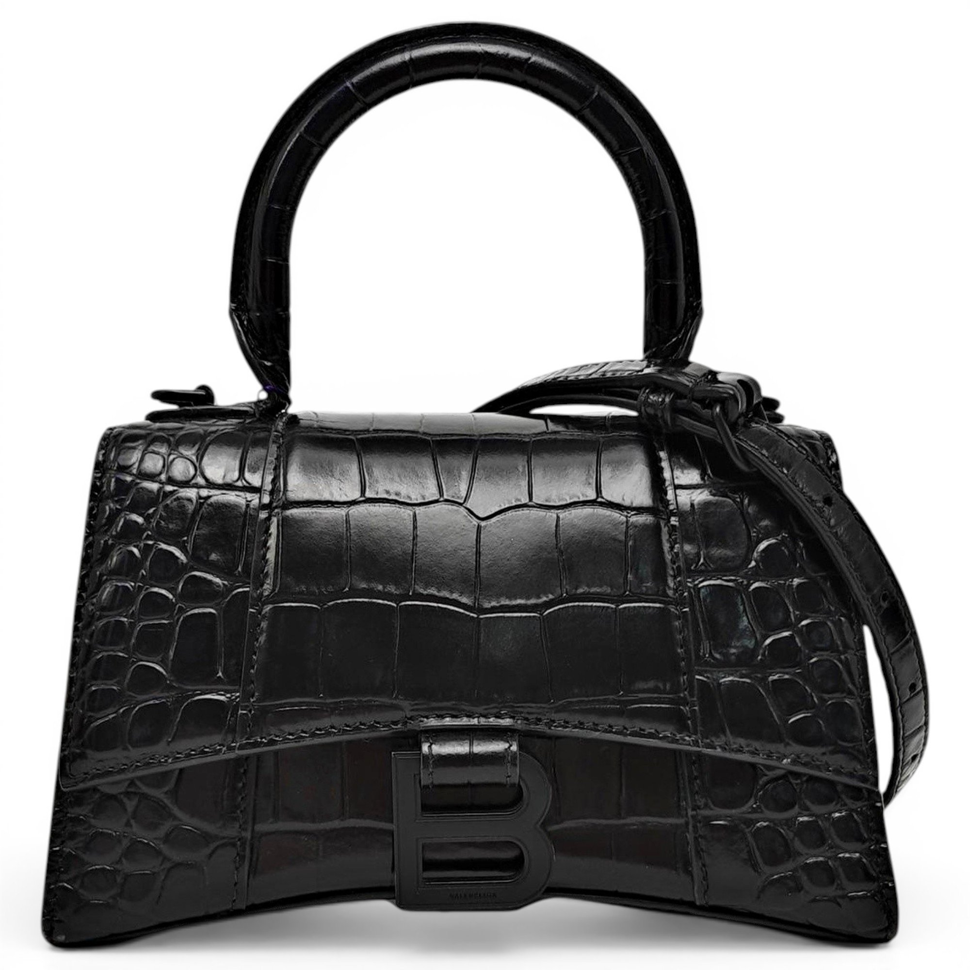 Hourglass leather handbag