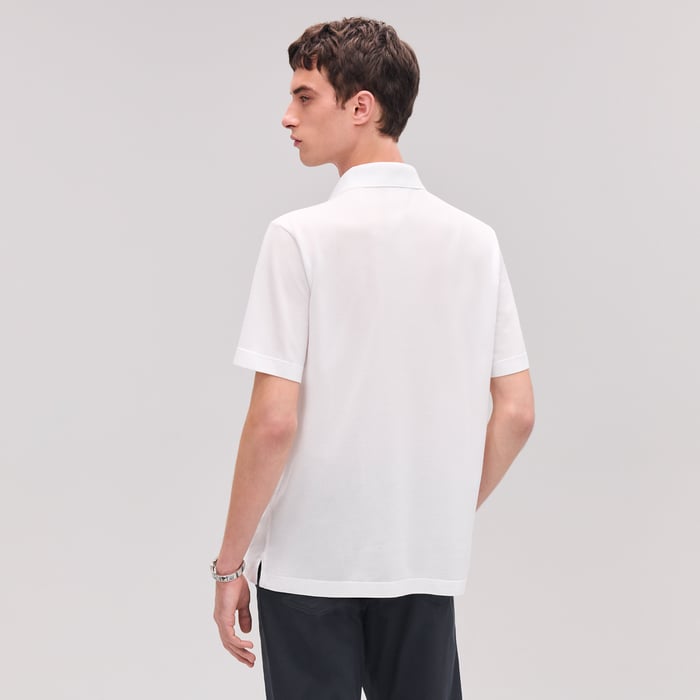 Blanc H Embroidered Buttoned Polo Shirt