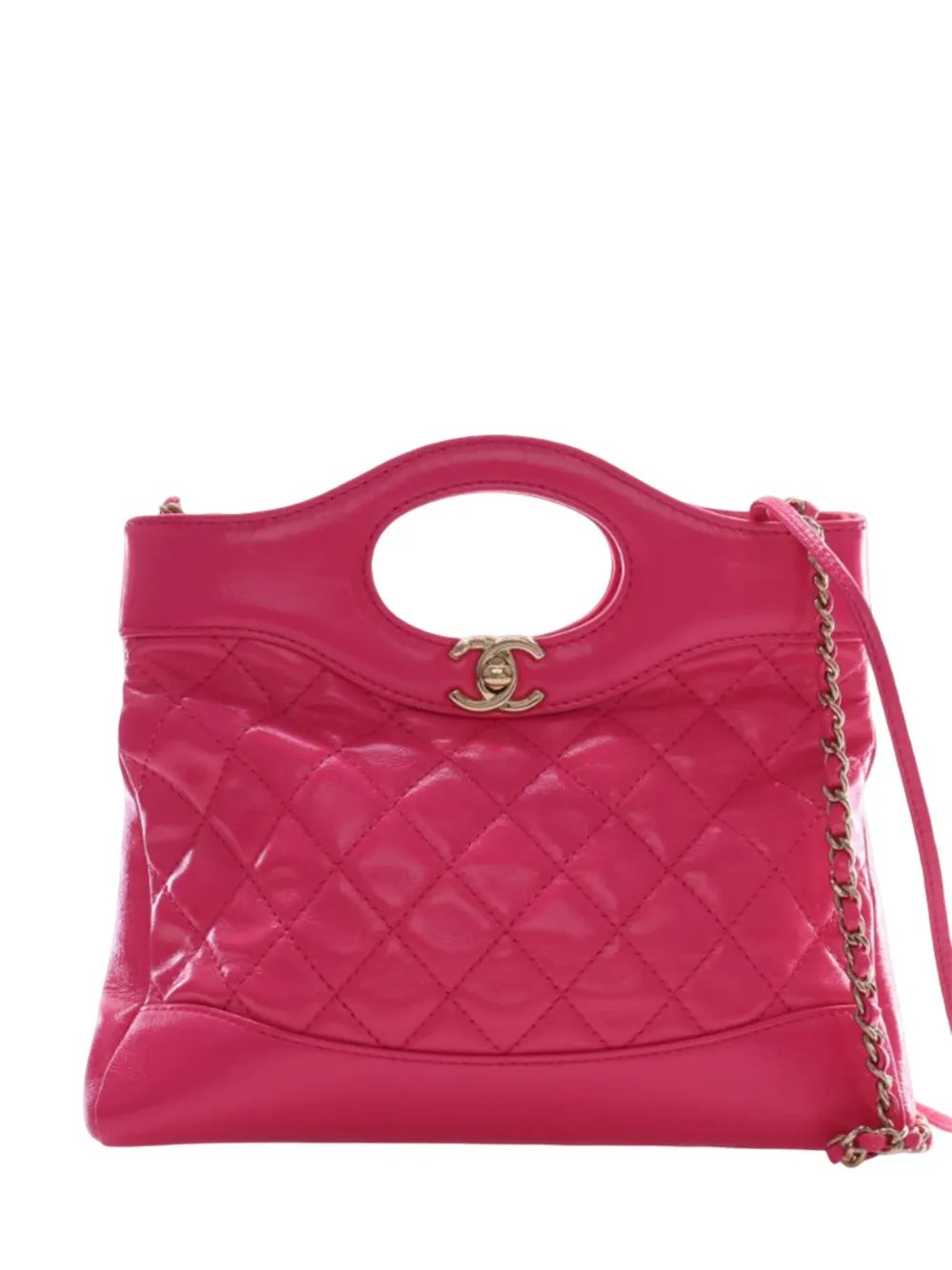 2021-2026 Large Quilted Glazed Calfskin 31 Shopping Bag satchel